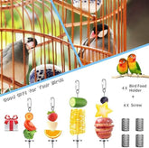 KUTKUT 4Pcs Bird Feeder for Cage, Bird Foraging Toy, Stainless Steel Bird Food Holder, Small Animal Fruit Vegetable Stick Skewer, Hanging Food Feeding Treating Tool for Parrots Cockatoo Cockatiel Cage